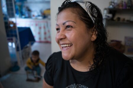 Colombian foster mother - Viviana, smiling 